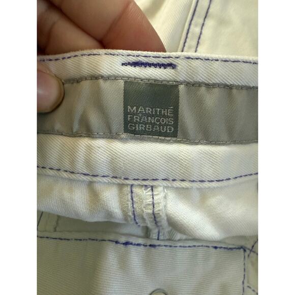 Marithe Francois Girbaud white with purple stitching shorts - Picture 2 of 5